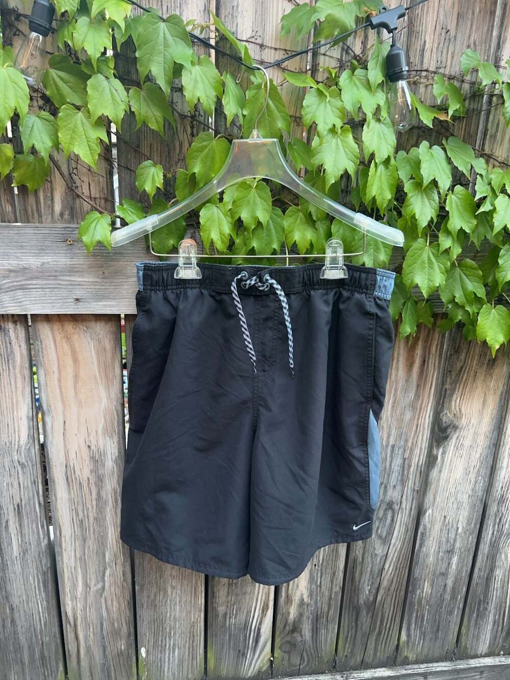 Nike NESS7401 Swim Trunks Black Blue Size Large